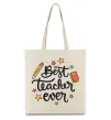 Еко-сумка Best teacher ever зірки Бежевий фото