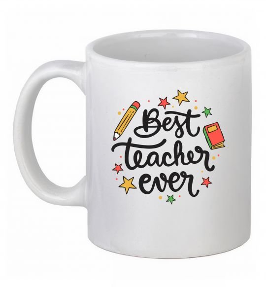 Чашка керамическая Best teacher ever зірки Белый фото