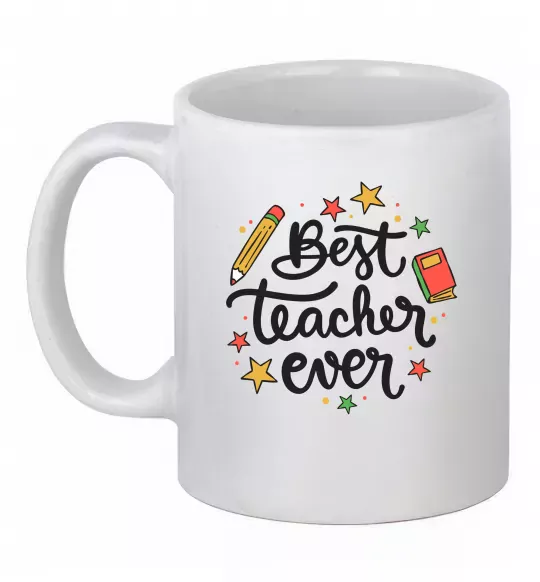 Чашка керамическая Best teacher ever зірки Белый фото