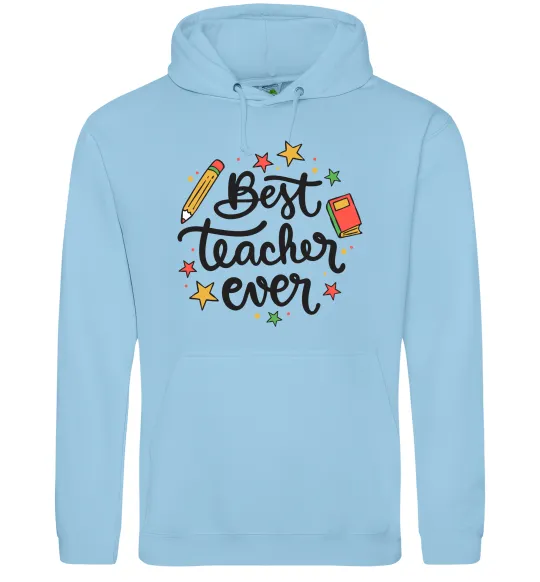 Чоловіча толстовка (худі) Best teacher ever зірки Блакитний фото