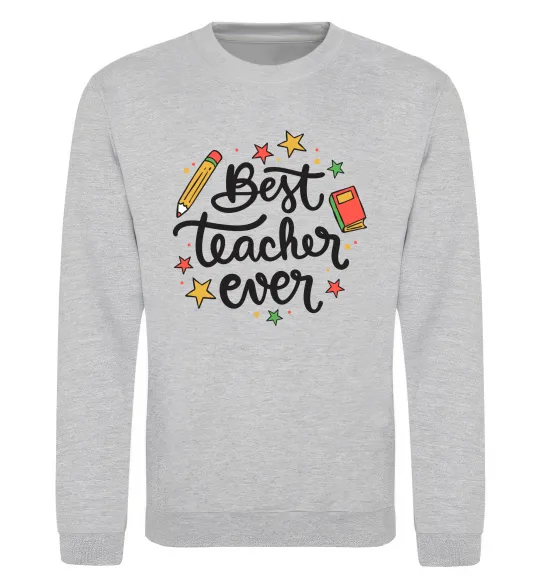 Свитшот Best teacher ever зірки Серый меланж фото