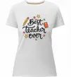 Жіноча преміум футболка Best teacher ever зірки Білий фото