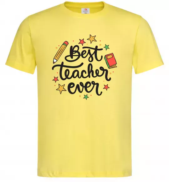 Мужская футболка Best teacher ever зірки Лимонный фото