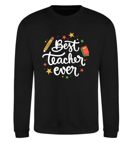 Свитшот Best teacher ever зірки Черный фото