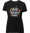 Жіноча преміум футболка Best teacher ever зірки Чорний фото