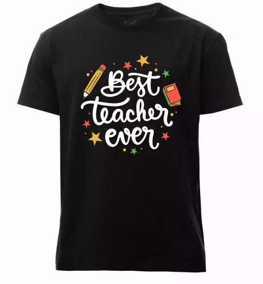 Чоловіча преміум футболка Best teacher ever зірки Чорний фото