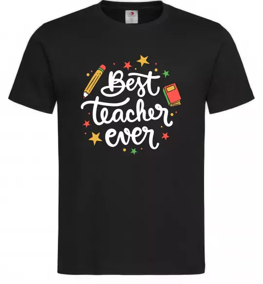 Мужская футболка Best teacher ever зірки Черный фото
