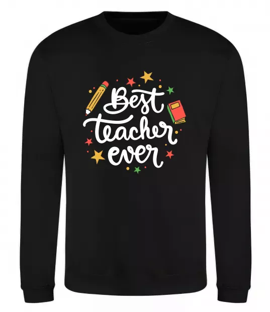 Свитшот Best teacher ever зірки Черный фото