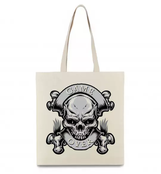 Еко-сумка Череп Game over Бежевий фото