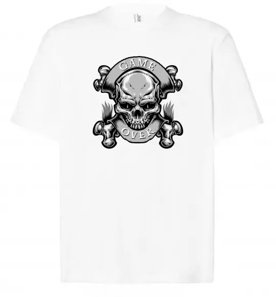 Футболка Оверсайз Череп Game over Білий фото