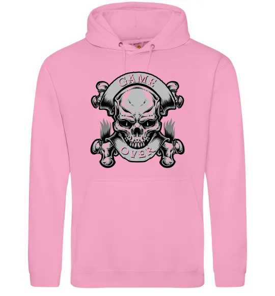 Мужская толстовка (худи) Череп Game over Розовый фото