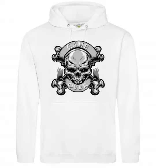 Мужская толстовка (худи) Череп Game over Белый фото