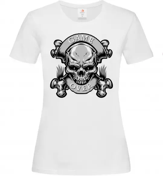 Женская футболка Череп Game over Белый фото