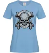Женская футболка Череп Game over Голубой фото
