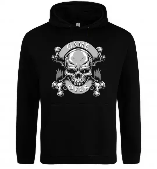 Жіноча толстовка (худі) Череп Game over Чорний фото