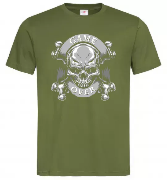 Чоловіча футболка Череп Game over Оливковий фото