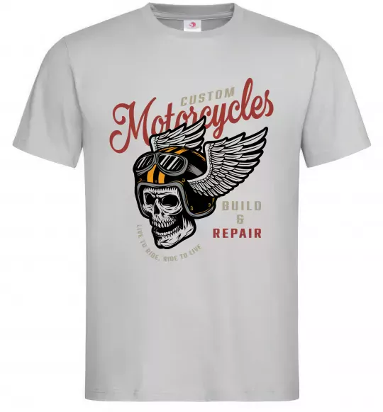 Мужская футболка Череп в шоломі Серый фото