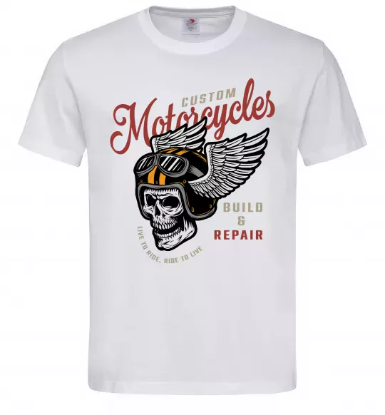 Мужская футболка Череп в шоломі Белый фото