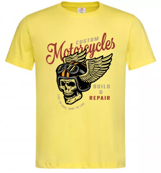 Мужская футболка Череп в шоломі Лимонный фото