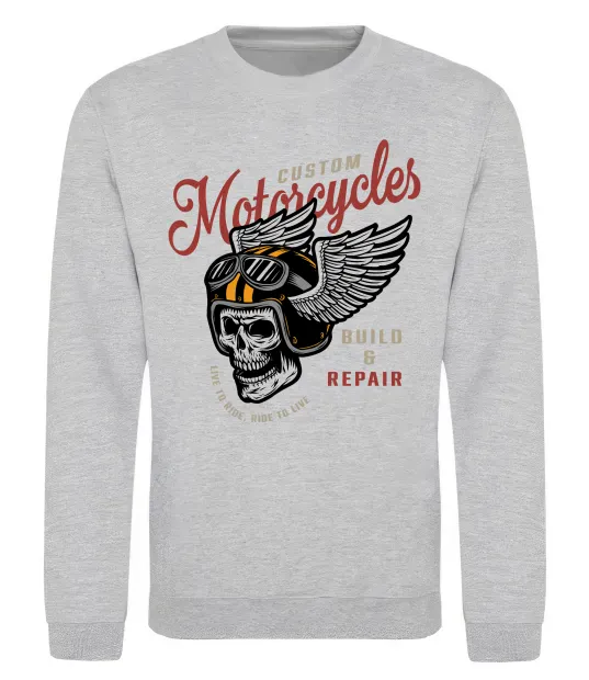 Свитшот Череп в шоломі Серый меланж фото