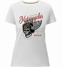 Жіноча преміум футболка Череп в шоломі Жіноча преміум футболка Череп в шоломі