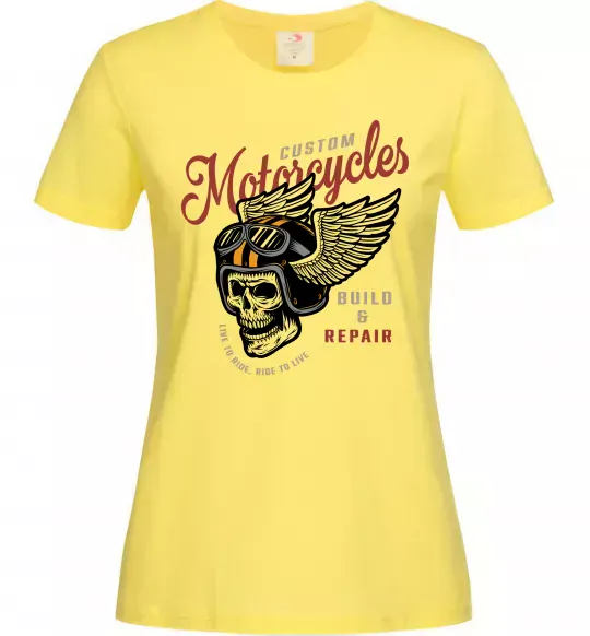 Женская футболка Череп в шоломі Лимонный фото