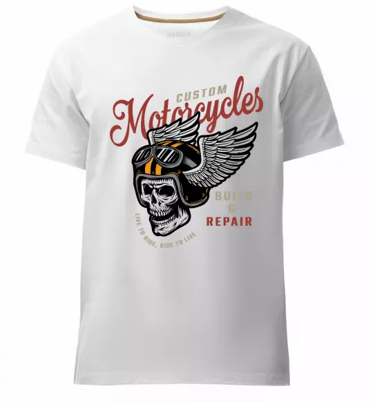 Чоловіча преміум футболка Череп в шоломі Білий фото