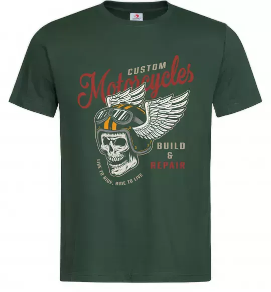 Мужская футболка Череп в шоломі Темно-зеленый фото