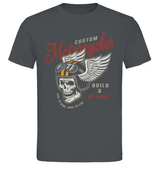 Мужская футболка Череп в шоломі Графит фото