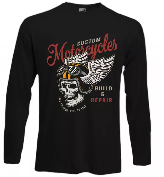 Лонгслив Череп в шоломі Черный фото