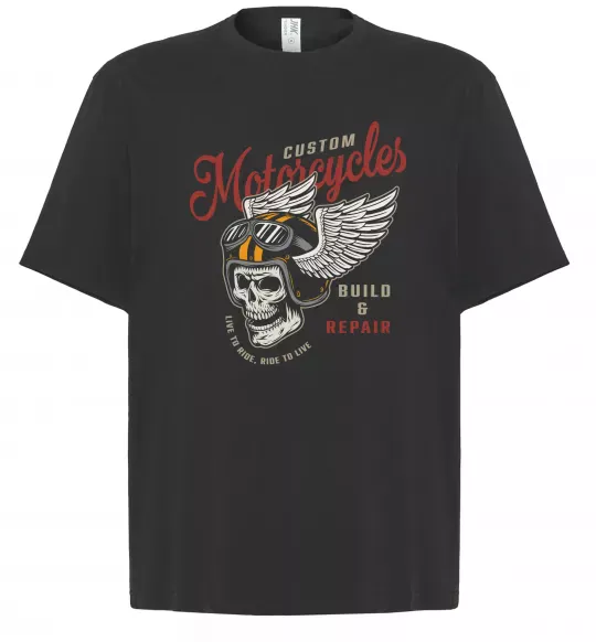 Футболка Оверсайз Череп в шоломі Черный фото