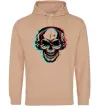 Мужская толстовка (худи) Череп в навушниках Песочный фото