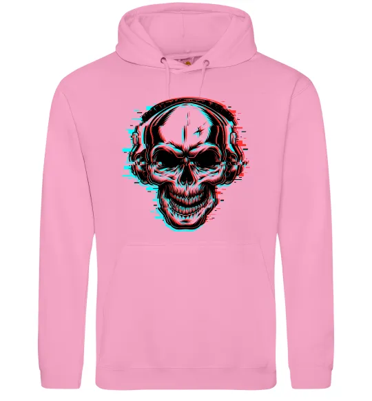 Жіноча толстовка (худі) Череп в навушниках Рожевий фото