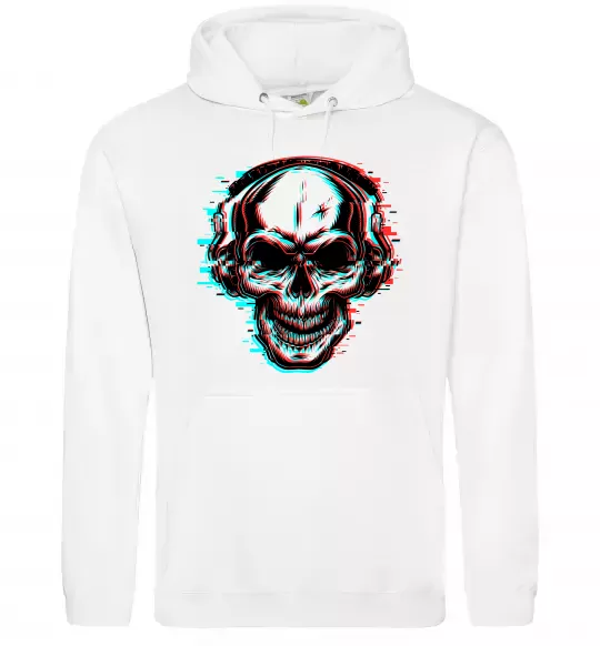 Женская толстовка (худи) Череп в навушниках Белый фото