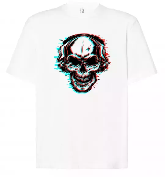 Футболка Оверсайз Череп в навушниках Белый фото