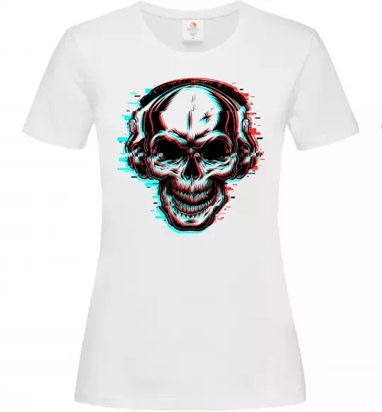 Жіноча футболка Череп в навушниках Білий фото