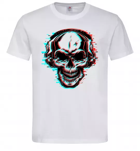 Мужская футболка Череп в навушниках Белый фото