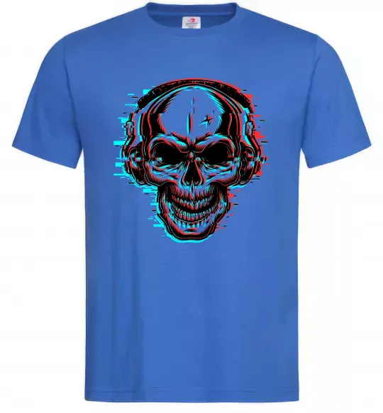 Мужская футболка Череп в навушниках Ярко-синий фото