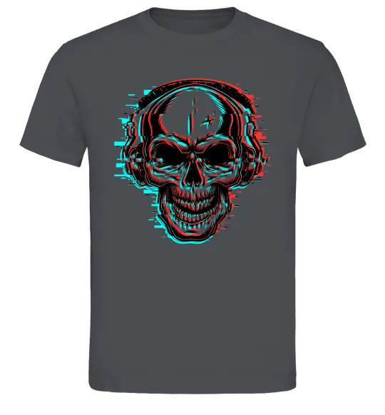 Мужская футболка Череп в навушниках Графит фото