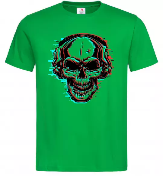 Мужская футболка Череп в навушниках Зеленый фото