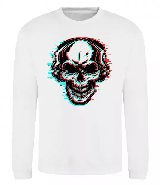 Свитшот Череп в навушниках Белый фото