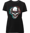 Женская премиум футболка Череп в навушниках Черный фото