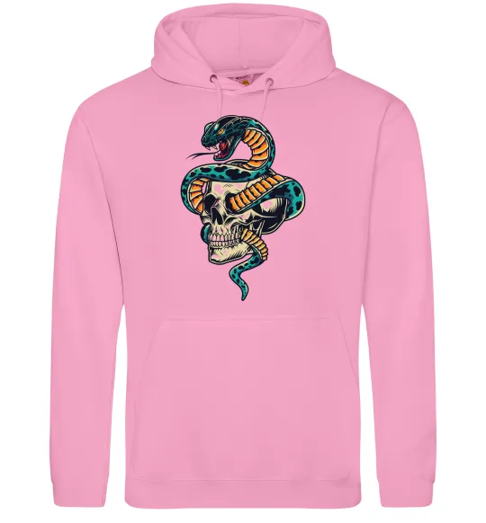 Мужская толстовка (худи) Череп зі змією Розовый фото