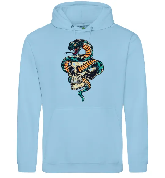 Жіноча толстовка (худі) Череп зі змією Блакитний фото