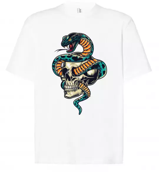 Футболка Оверсайз Череп зі змією Белый фото
