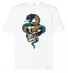 Футболка Оверсайз Череп зі змією Белый фото