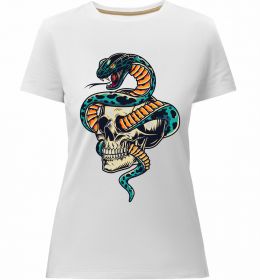 Женская премиум футболка Череп зі змією