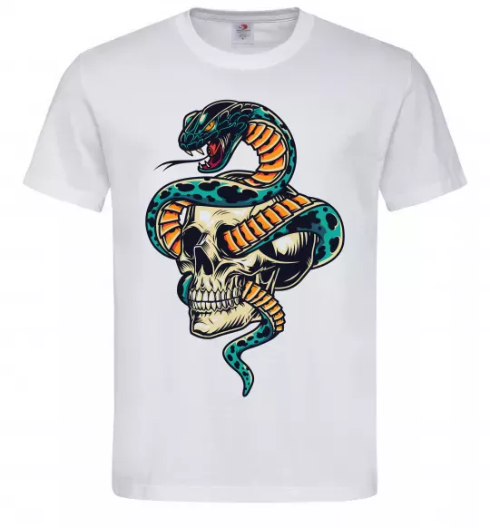 Мужская футболка Череп зі змією Белый фото