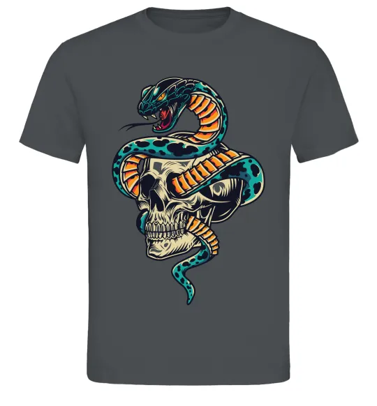 Мужская футболка Череп зі змією Графит фото