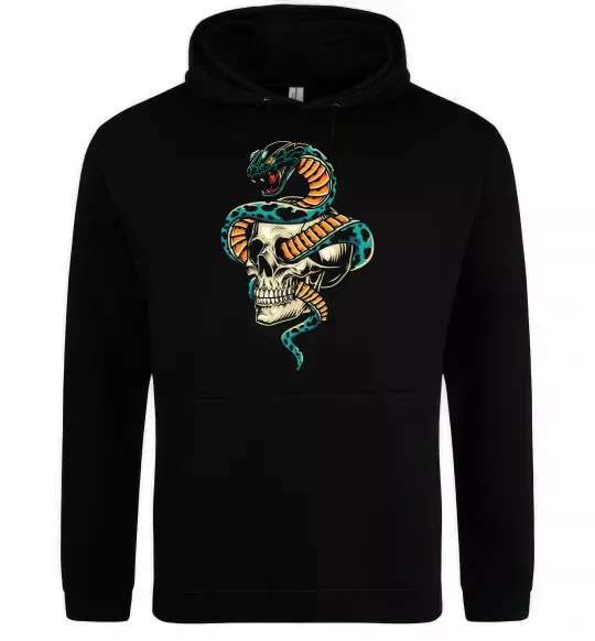 Чоловіча толстовка (худі) Череп зі змією Чорний фото